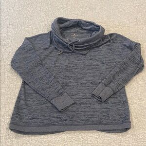 Athleta Heathered Navy Cowl Neck Sweater